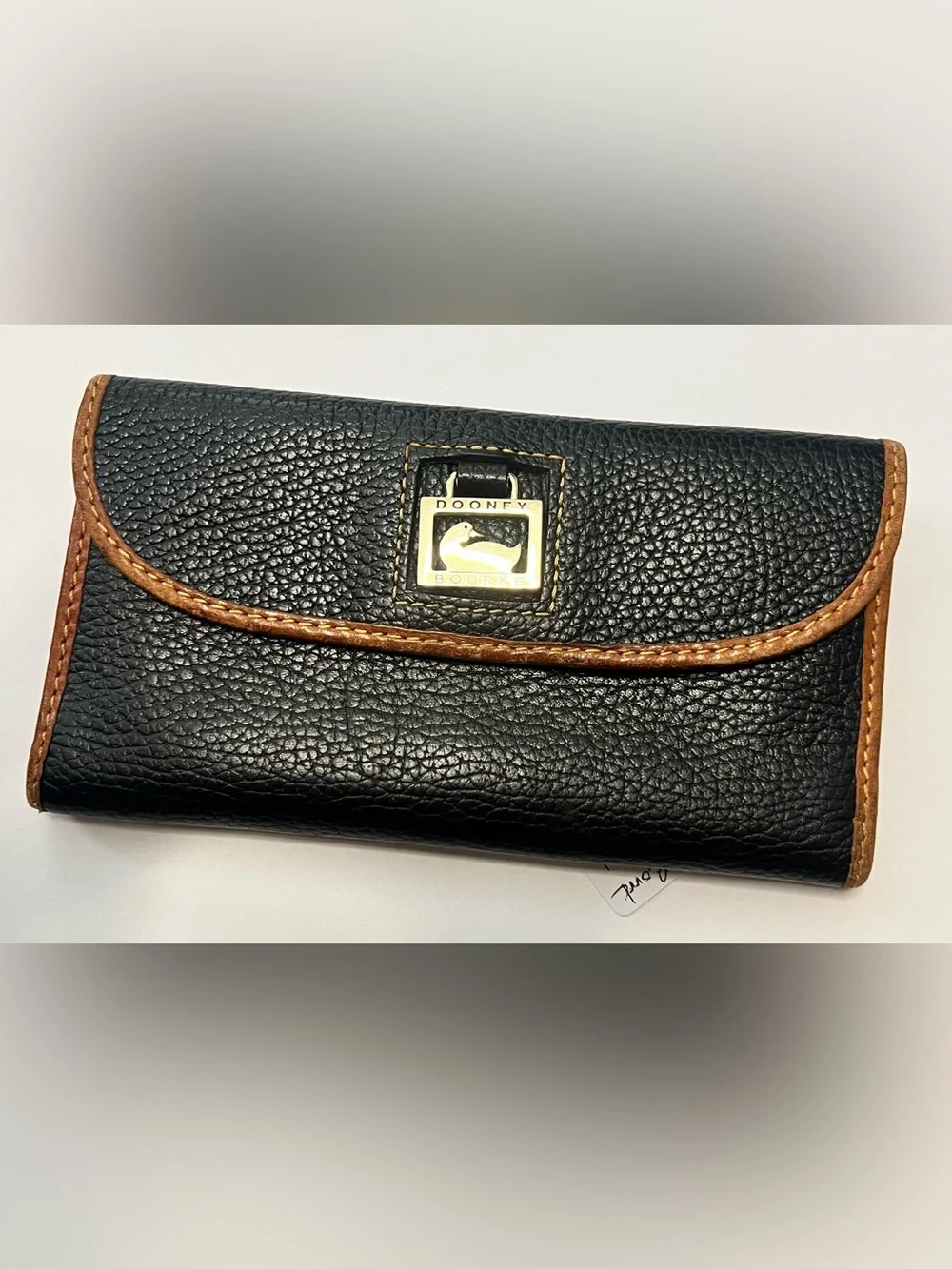 Dooney & Bourke Black Pebbled Leather Continental Clutch Flap Wallet